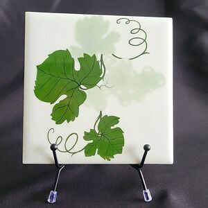 Vintage Meissen Green Leaf 6" Art Deco Trivet